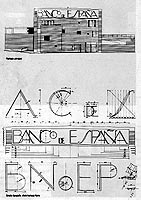 J.R.Moneo, Diseño de letras para el Banco de España en Jaen/Lettering design for the Bank of Spain branch in Jaen. 1982-88