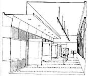 Perspectiva del interior de la sala de exposición / Interior of exhibition room perspective
