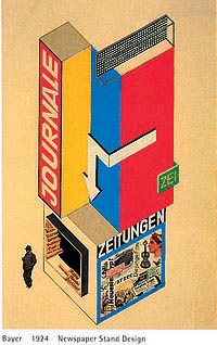 Herbert Bayer, proyecto de kiosco/newspaper stand design, 1924