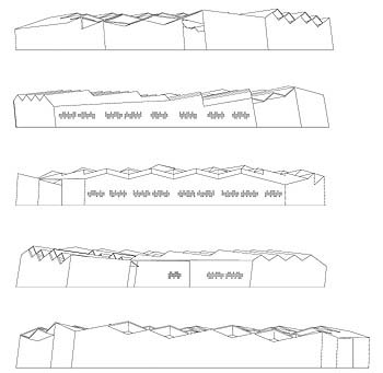 Alzado oeste/West elevation. Alzado suroeste/Southwest elevation. Alzado norte/North elevation. Alzado noroeste/Northwest elevation. Alzado sureste/Southeast elevation